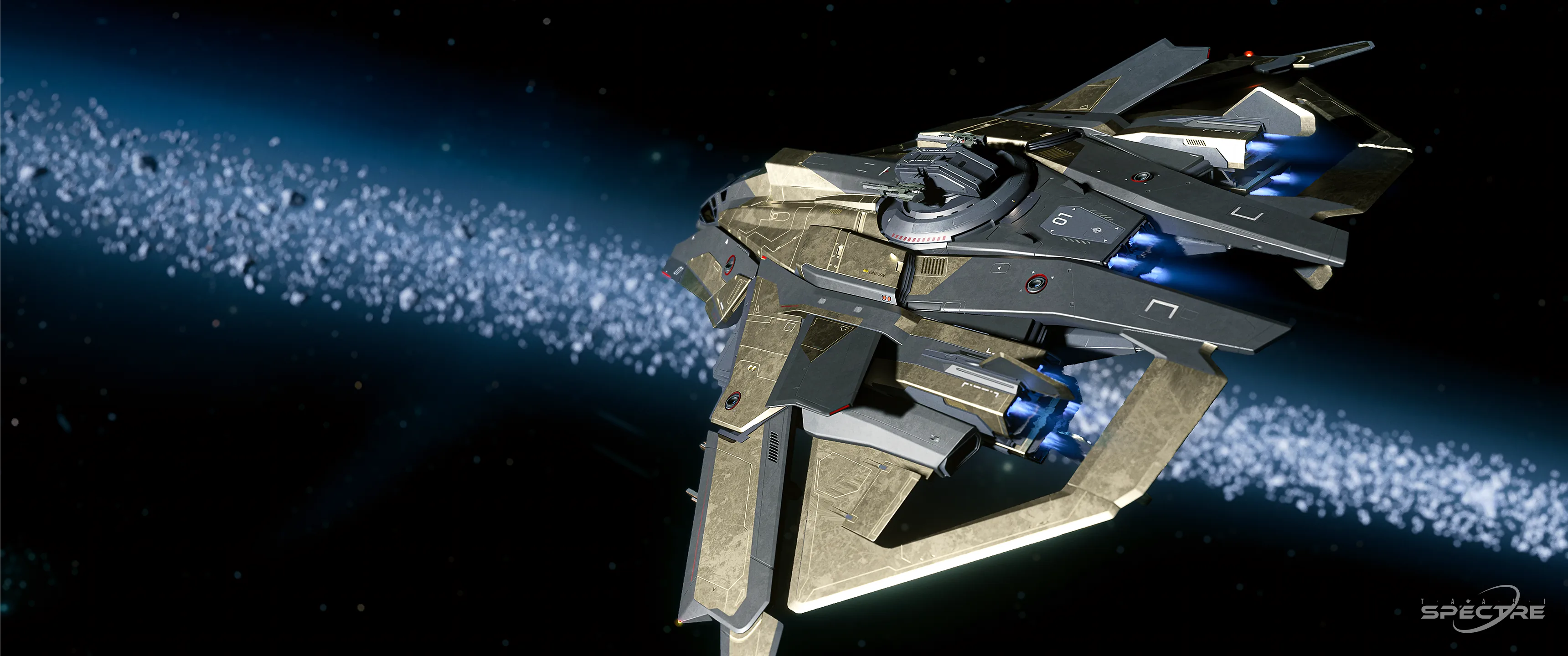 Aegis F8C Lightning flying through space in Star Citizen