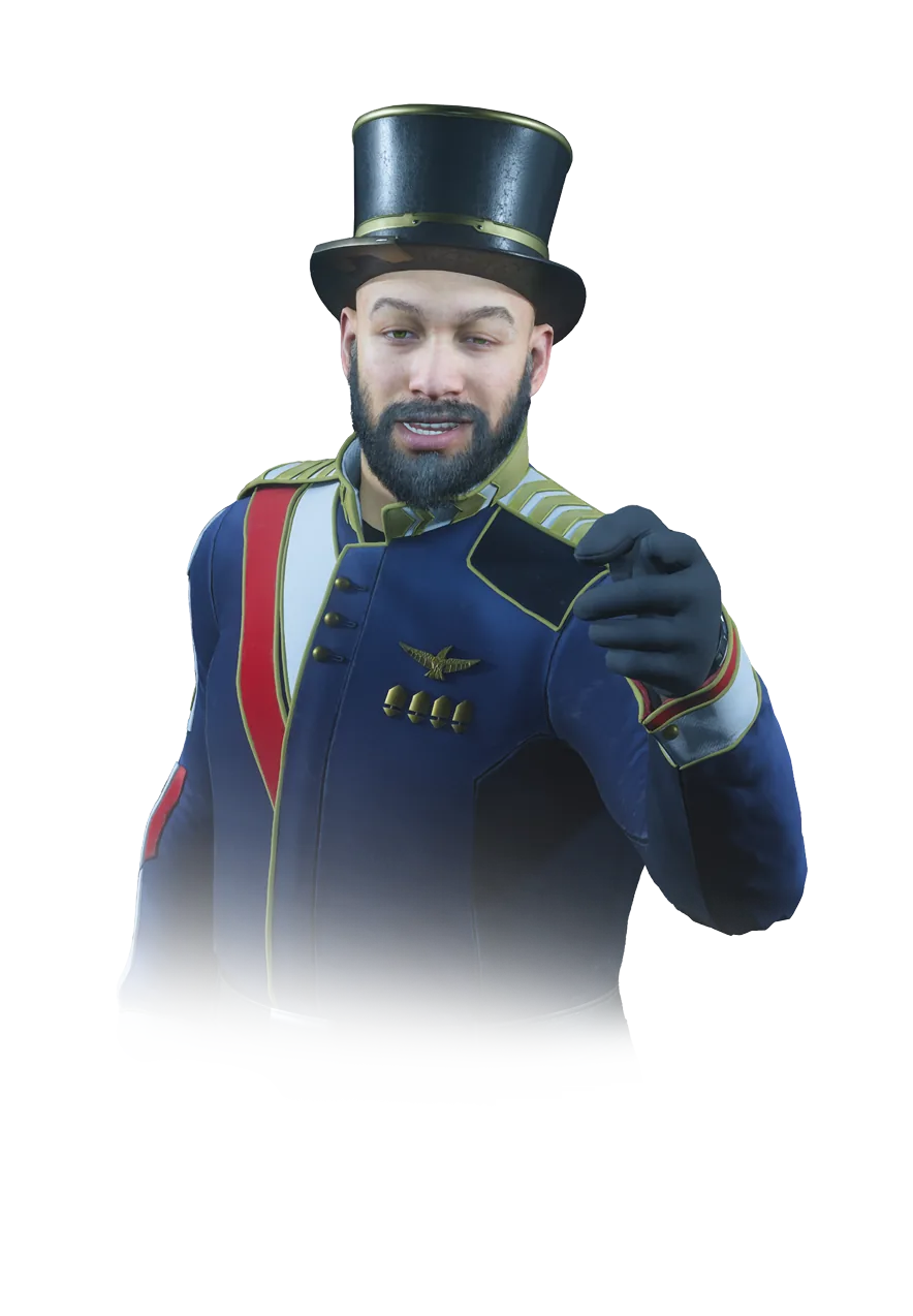 Uncle John pointing toward the viewer for U.M.P.C. applications