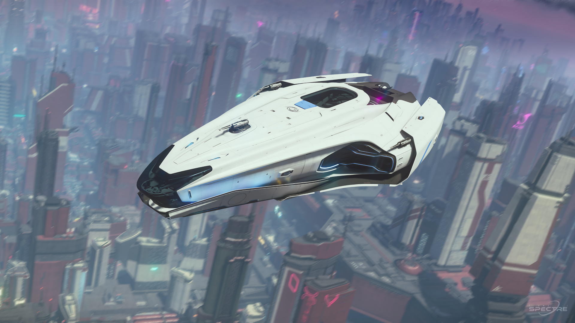 Aegis Gladius light fighter in Deck the Hull paint parked on a landing pad with open cockpit at sunset in Star Citizen