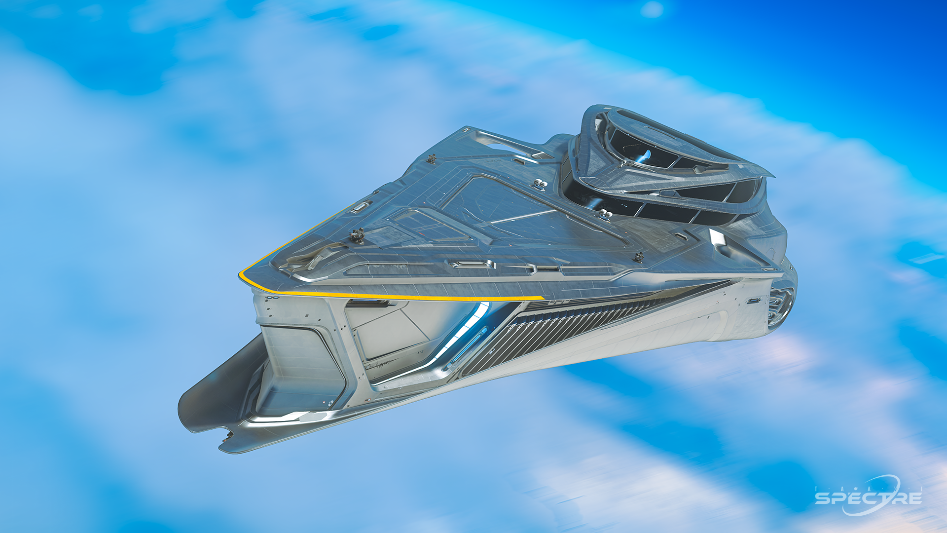 Aegis Gladius light fighter in Deck the Hull paint parked on a landing pad with open cockpit at sunset in Star Citizen