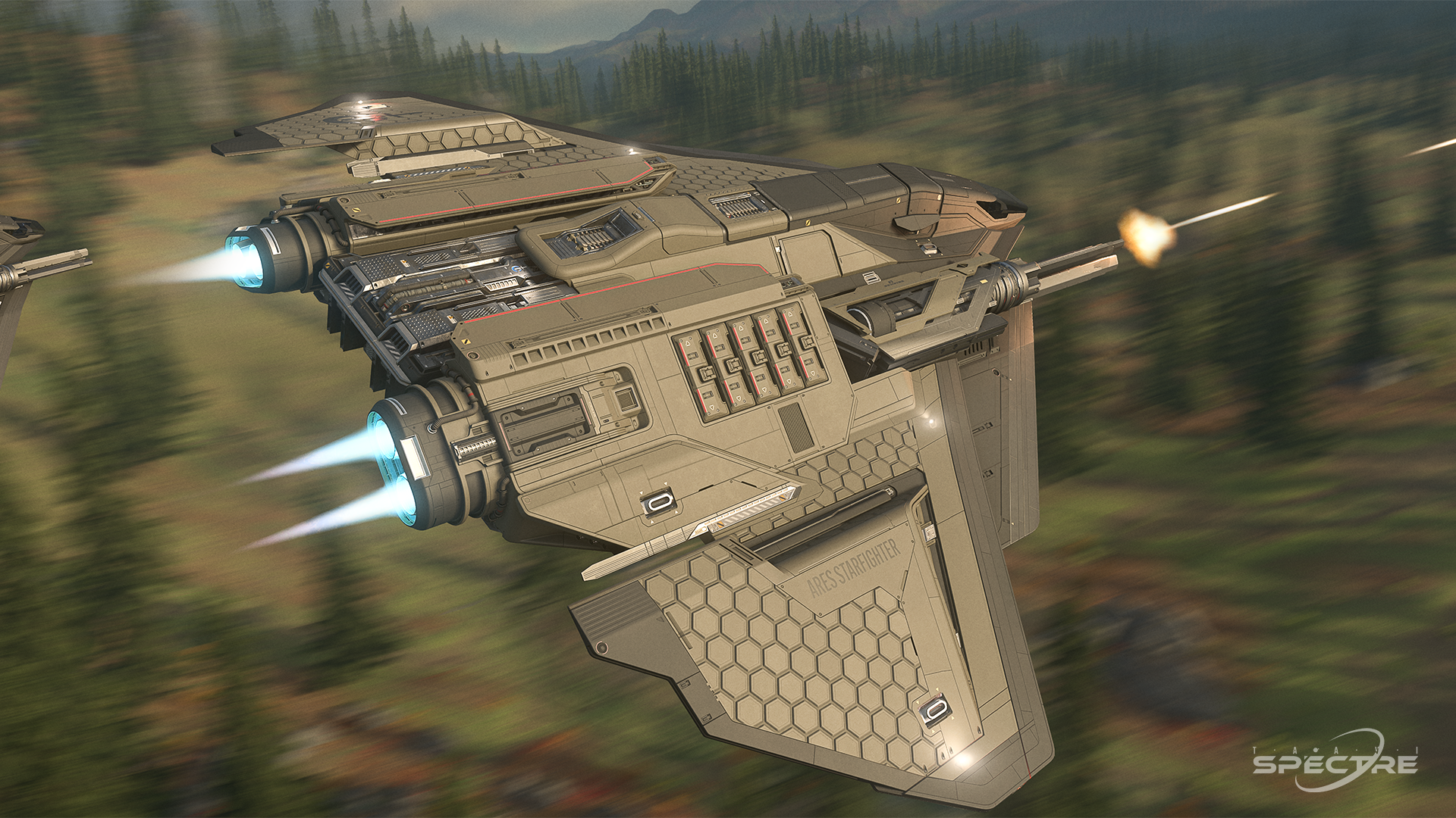 Aegis Eclipse stealth bomber in Meridian paint flying above clouds in Star Citizen