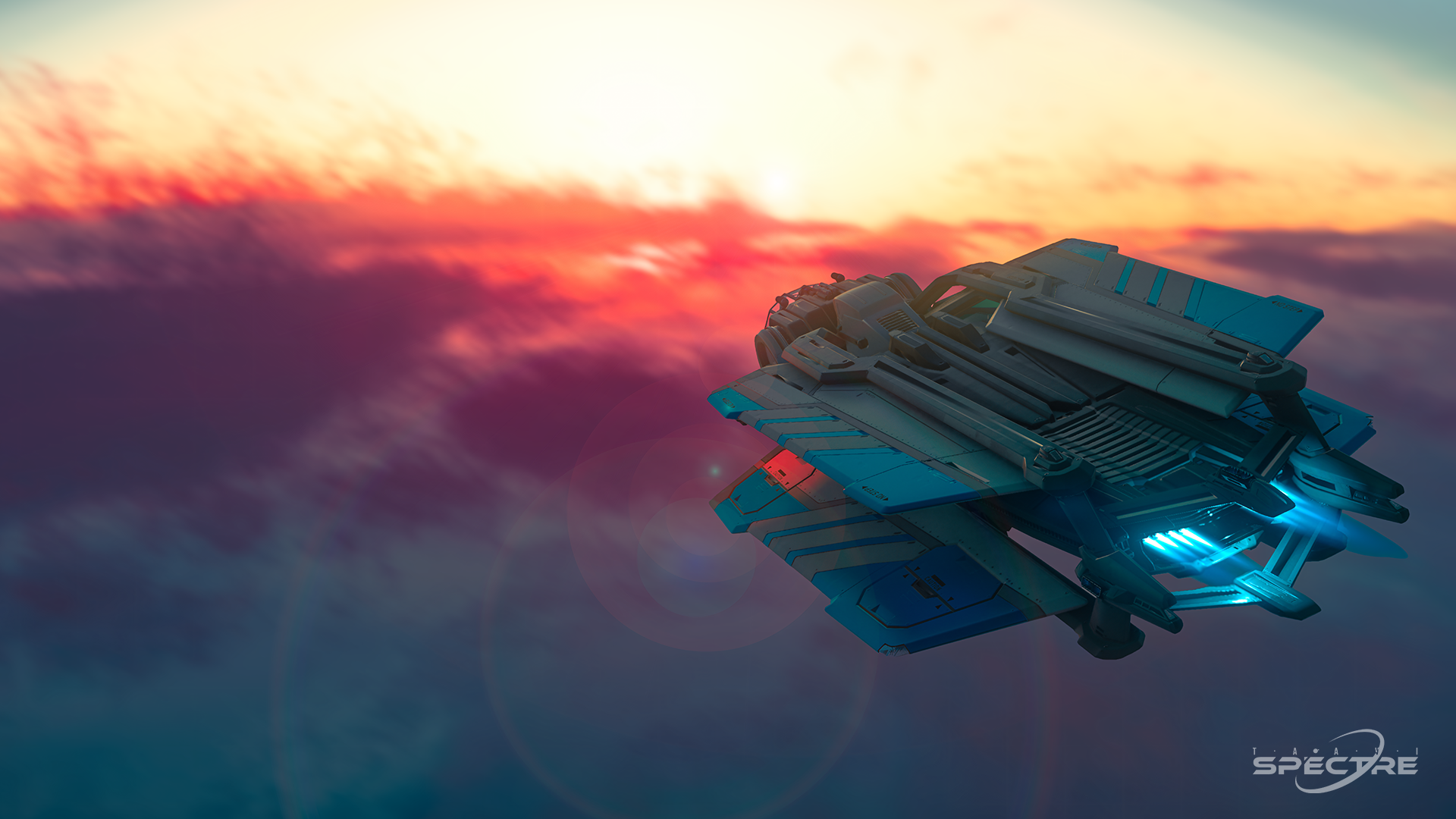 Aegis Gladius light fighter in Deck the Hull paint parked on a landing pad with open cockpit at sunset in Star Citizen