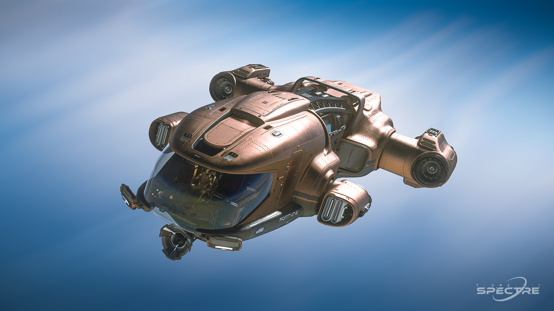 Aegis Avenger Titan flying in space showing its all-rounder design and hull details in Star Citizen