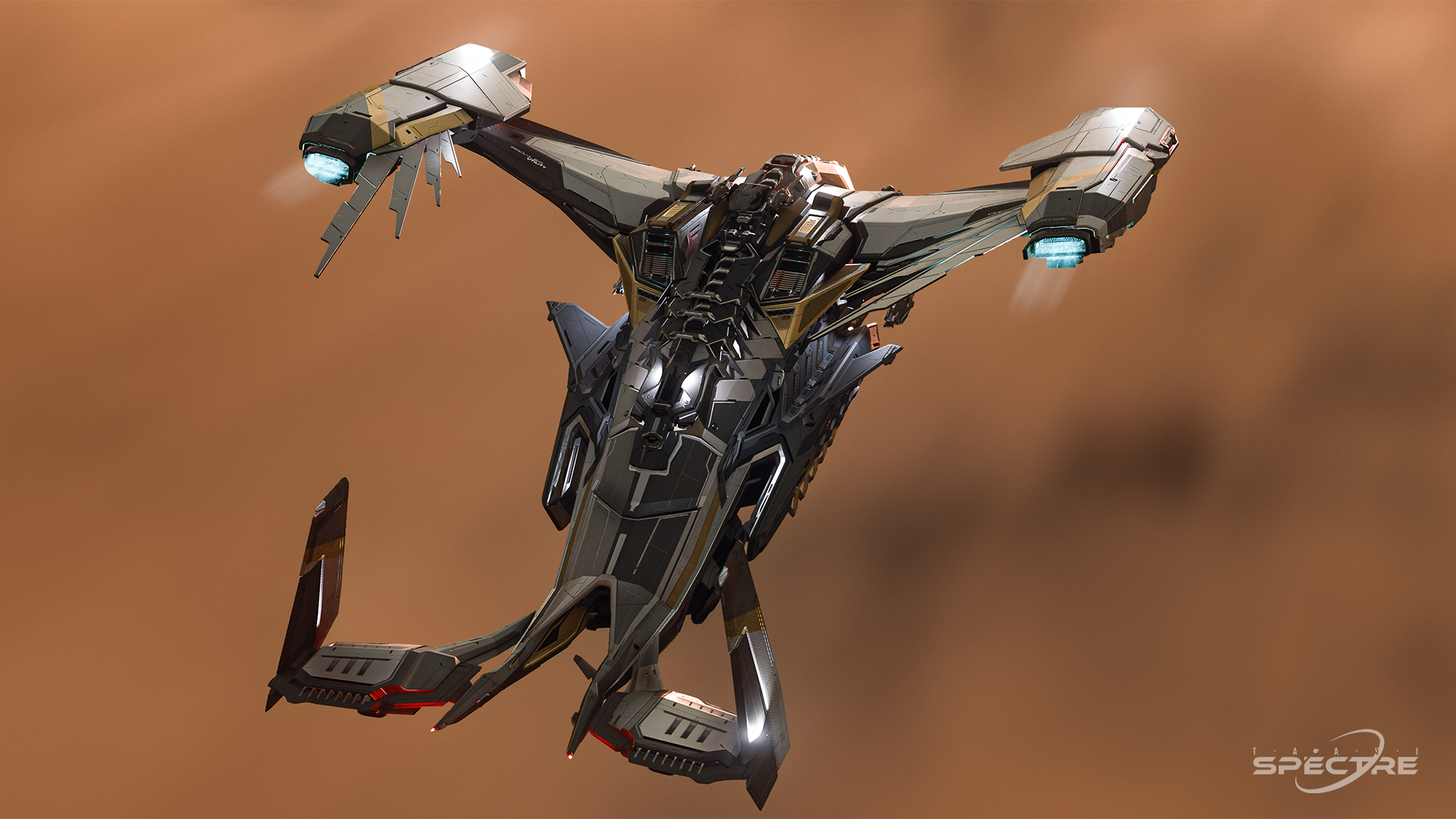 Aegis Gladius light fighter in Deck the Hull paint parked on a landing pad with open cockpit at sunset in Star Citizen