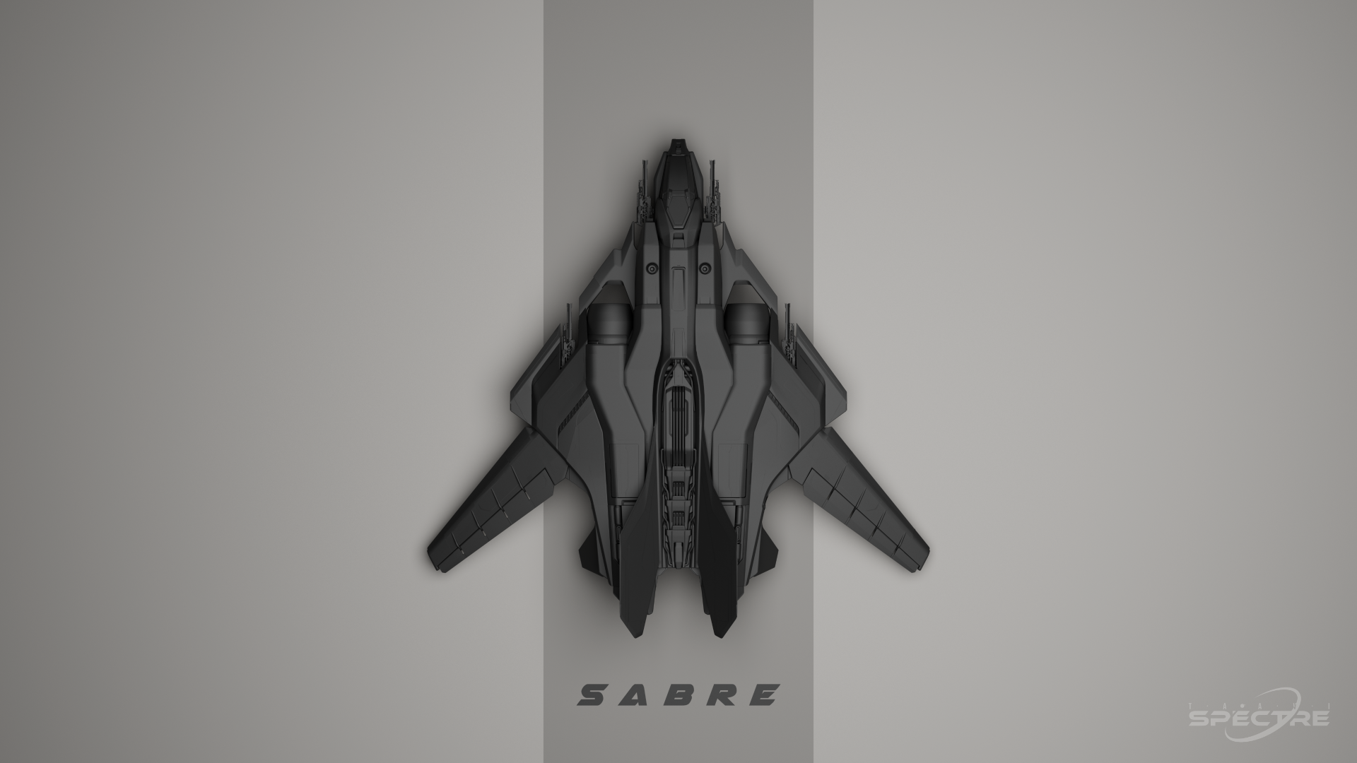 Star Citizen fanart rendering of the Sabre Comet shown from a top-down perspective, focusing on clean geometry, surface detail, and neutral lighting.