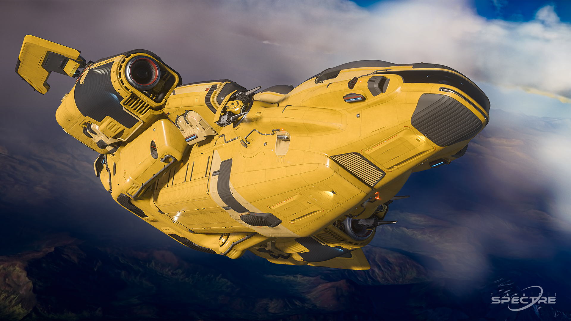 Aegis Gladius light fighter in Deck the Hull paint parked on a landing pad with open cockpit at sunset in Star Citizen